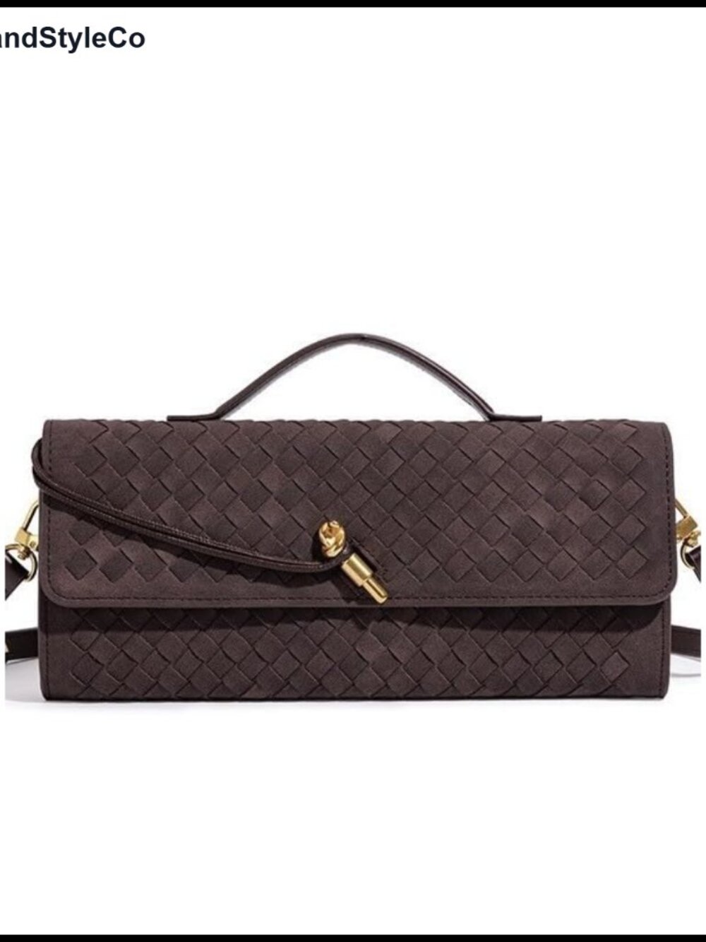 Woven Suede Evening Clutch Crossbody Bag Satchel Purse